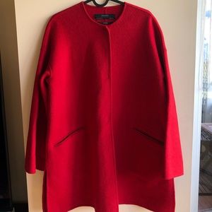 Zara round neck handmade wool coat